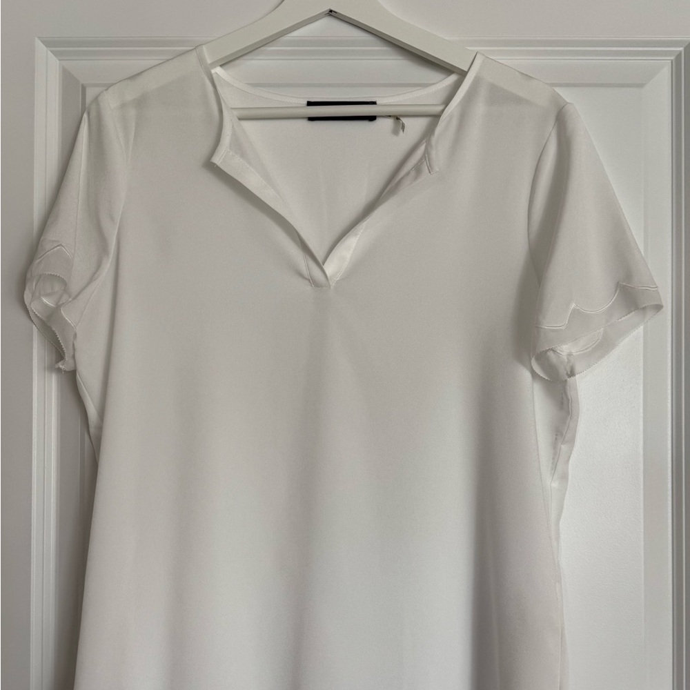 Ivanka Trump White Polo Collar Relaxed Blouse